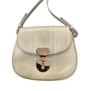 Giorgio Armani Purse Womens Crossbody Snakeskin Gold Hardware Inside PocketCream